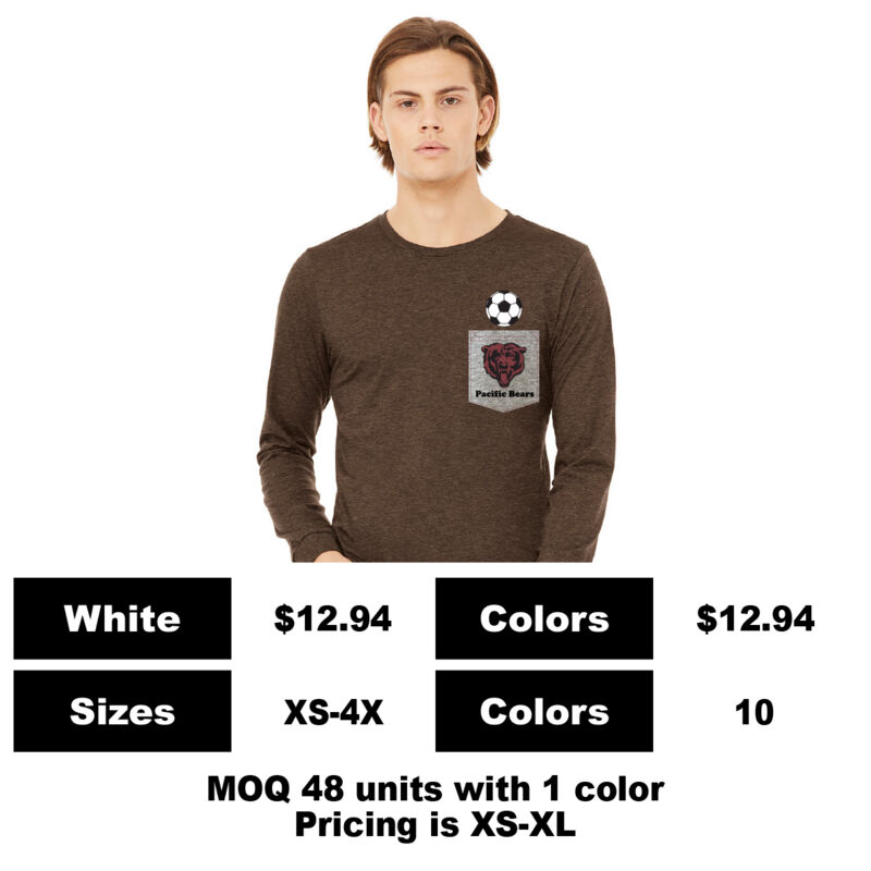 B3501CVC-P: Screen Print on Pocket - 4.2 oz Blend Long Sleeve Pocket T-Shirt