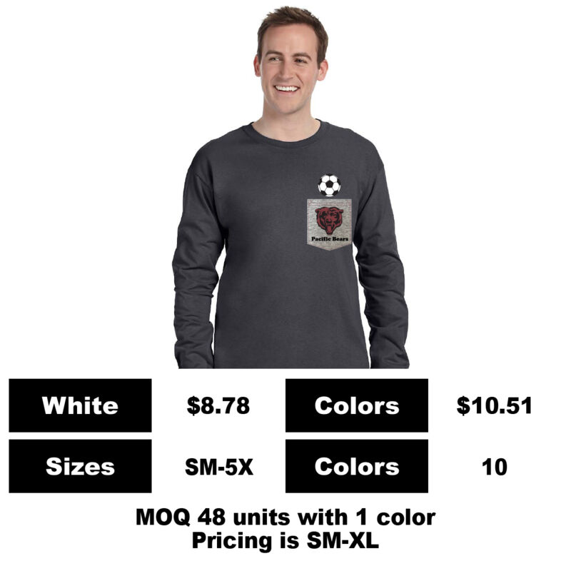 G2400-P: Screen Print on Pocket - 6 oz Cotton Long Sleeve Pocket Polo