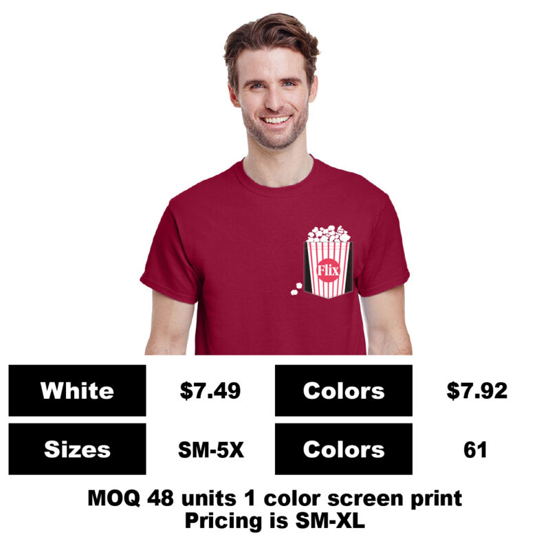 G2000-P: Sublimate on Pocket & Screen Print Above Pocket - 6.0 oz Cotton Pocket T-Shirt