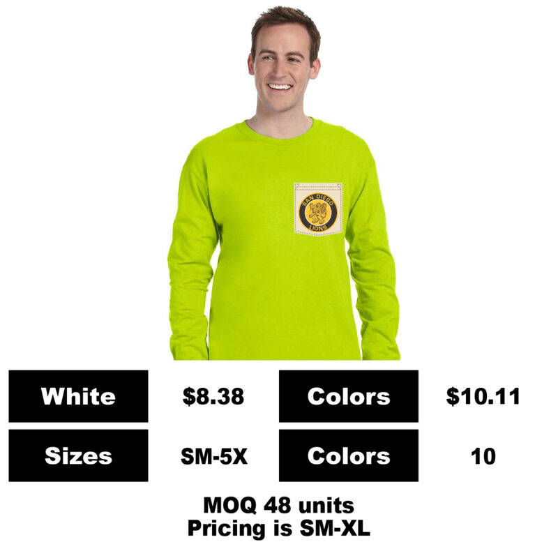 G5700-P: Sublimation Pocket Print - 5.3 oz Cotton 3/4 Sleeve Pocket T-Shirt